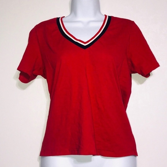 Lord & Taylor Design Lab V-Neck Crop Tee Medium - Picture 1 of 4